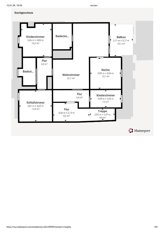 Grundriss-Dachgeschoss Mehrfamilienhaus Wurzen