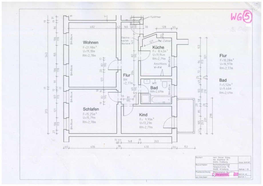 Grundriss WG 5 Etagenwohnung Altenburg